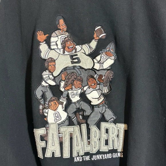 VTG Platinum Fubu Fat Albert & Junk Yard Gang Sweatshirt XL Color-Block 90's - Picture 2 of 13